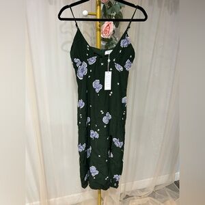 SAGE THE LABEL Green Floral Midi Dress | Size Small | NEW w/ Tags